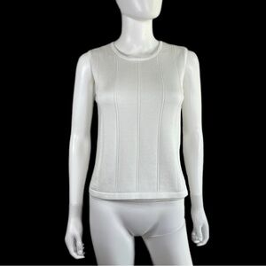 Talbots Sleeveless White  Ribbed Tank Sweater